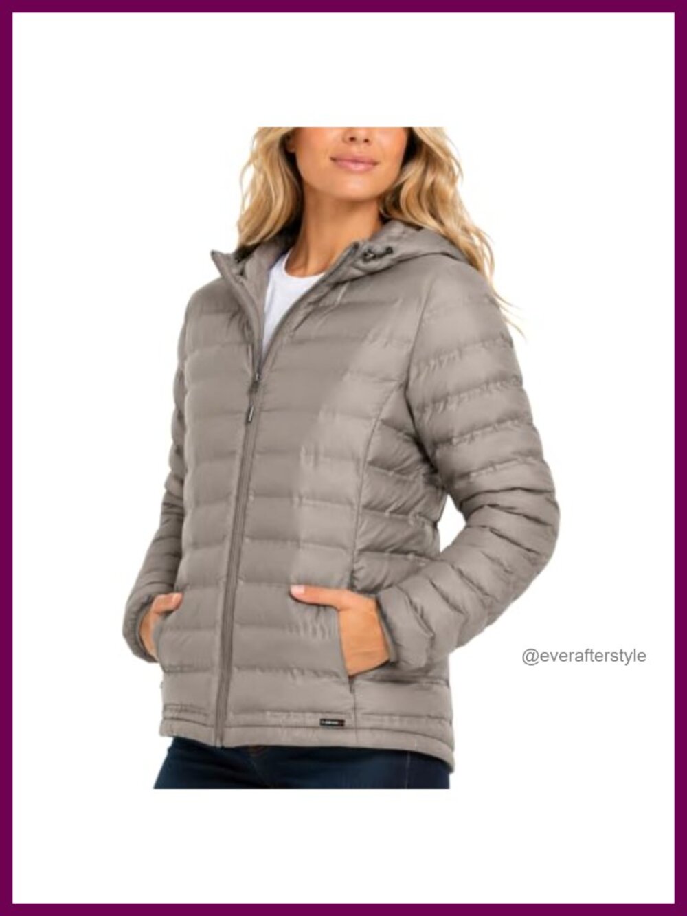 Quilted Puffer Jacket Hooded Lightweight Packable Winter Coat